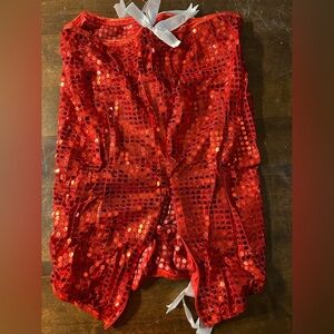 NWOT Sexy Red Sequin Bodycon Tube Dress w/ White Ribbon Trim Rave Club Festival